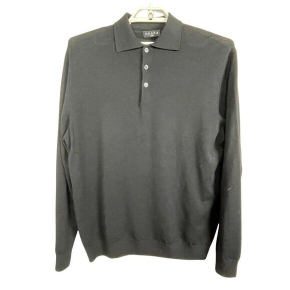 Valda Collection Italy Merino Wool Men's Black Button Pullover Size 2XL Sweater - Picture 1 of 5